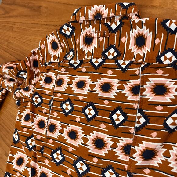 Duluth Trading Shirt Medium Flannel Button Down Cotton Western Southwest Aztec - Picture 7 of 15